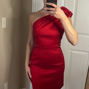 Jessica mclintock cocktail one shoulder mini red dress
